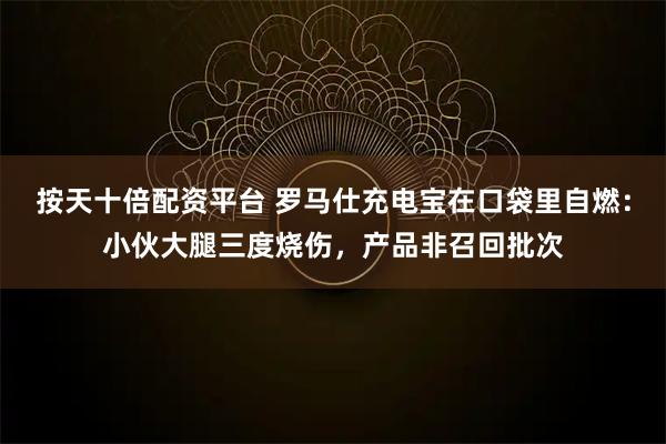 按天十倍配资平台 罗马仕充电宝在口袋里自燃：小伙大腿三度烧伤，产品非召回批次